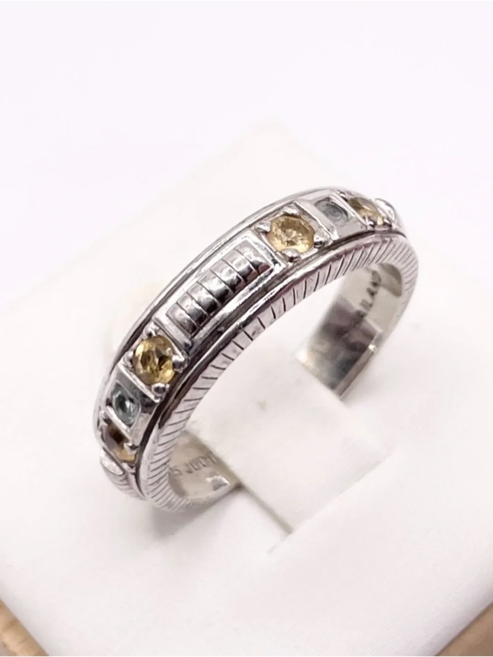 Size 6.5 Citrines 925 Sterling Ring- signed Judith Ripka